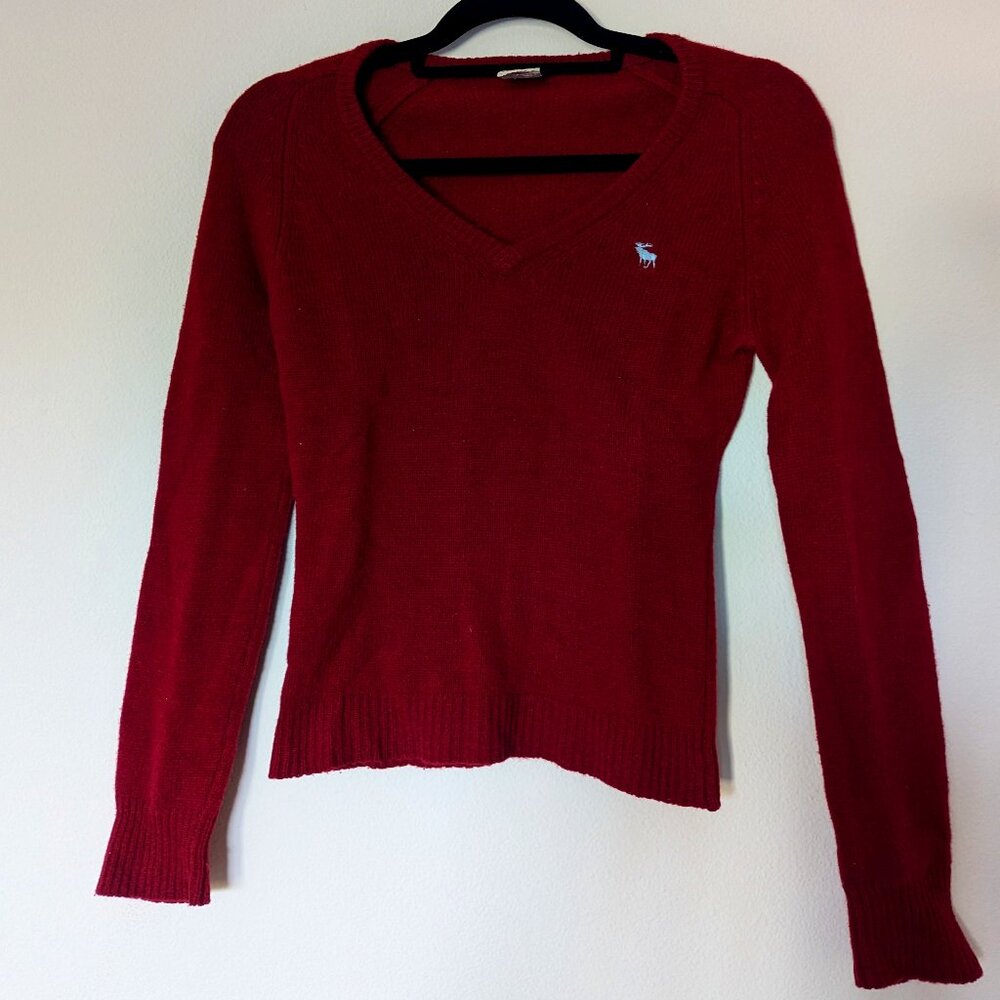 Vintage Abercrombie Deep Red V-neck Sweater, S